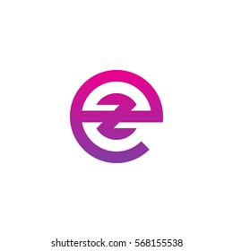 initial letter logo ez, ze, z inside e rounded lowercase purple pink