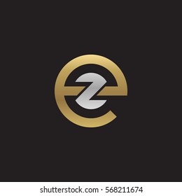 initial letter logo ez, ze, z inside e rounded lowercase logo gold silver