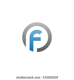 initial letter logo f inside circle shape, of, fo, f inside o rounded lowercase blue gray