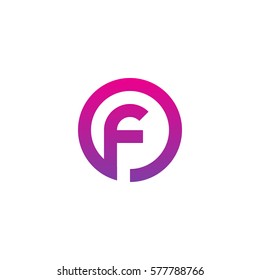 initial letter logo f inside circle shape, of, fo, f inside o rounded lowercase purple pink