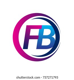 initial letter logo FB company name blue and magenta color on circle and swoosh design. vector logotype for business and company identity.