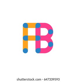 Initial letter logo FB overlapping round line, yellow blue magenta