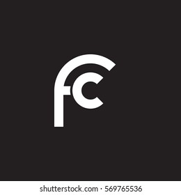 initial letter logo fc rounded lowercase white black background