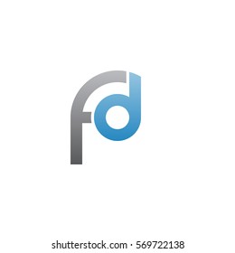 initial letter logo fd, d inside f rounded lowercase blue gray