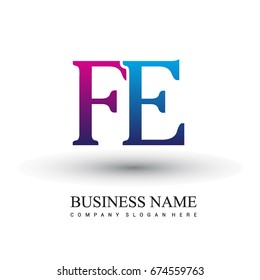 initial letter logo FE colored red and blue, Vector logo design template elements for your business or company identity