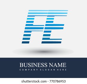 initial letter logo FE colored blue with striped compotition, Vector logo design template elements for your business or company identity
