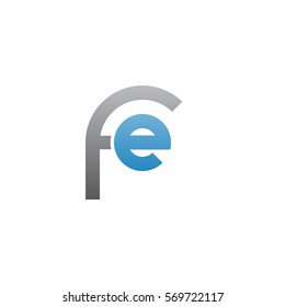 initial letter logo fe, e inside f rounded lowercase blue gray