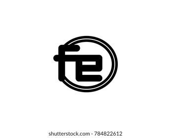 Initial letter logo fe lowercase in a black oval circle