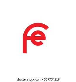 initial letter logo fe rounded lowercase red flat