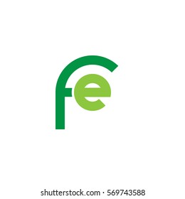 initial letter logo fe rounded lowercase green flat