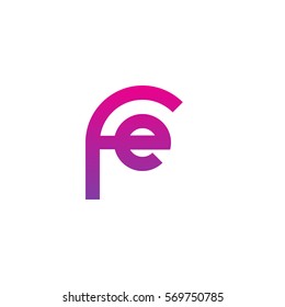 initial letter logo fe rounded lowercase purple pink