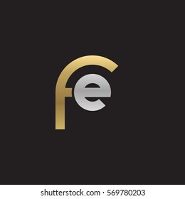 initial letter logo fe rounded lowercase logo gold silver