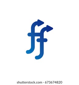 initial letter logo ff, f, arrow rounded lowercase blue