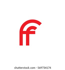 initial letter logo ff rounded lowercase red flat