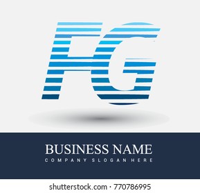 initial letter logo FG colored blue with striped compotition, Vector logo design template elements for your business or company identity
