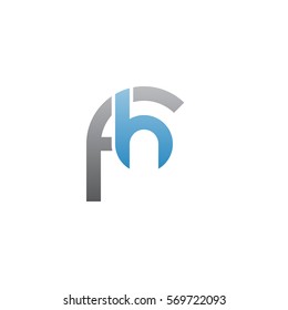 initial letter logo fh, h inside f rounded lowercase blue gray