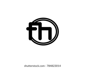 Initial letter logo fh lowercase in a black oval circle