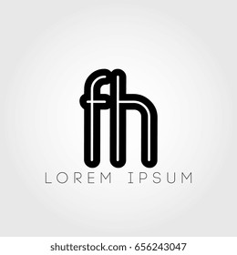 initial letter logo fh outline lowercase black logotype