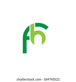 initial letter logo fh rounded lowercase green flat