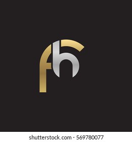 initial letter logo fh rounded lowercase logo gold silver