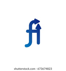 initial letter logo fi, if, f, arrow rounded lowercase blue