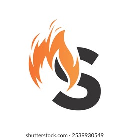 Initial letter logo with fire creative concept Premium Vector