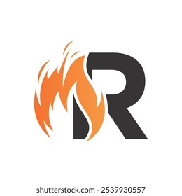 Logotipo da letra inicial com conceito criativo de fogo Premium Vetor