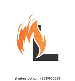Initial letter logo with fire creative concept Premium Vector
