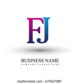 initial letter logo FJ colored red and blue, Vector logo design template elements for your business or company identity