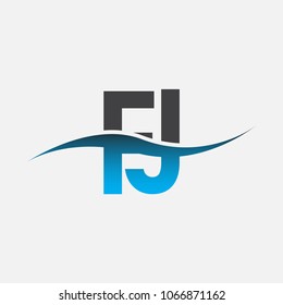 initial letter logo FJ company name blue and black color swoosh design. vector logotype for business and company identity.
