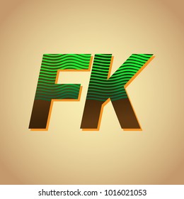 initial letter logo FK colored green and brown with striped composition, Vector logo design template elements for your business or company identity
