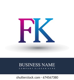 initial letter logo FK colored red and blue, Vector logo design template elements for your business or company identity