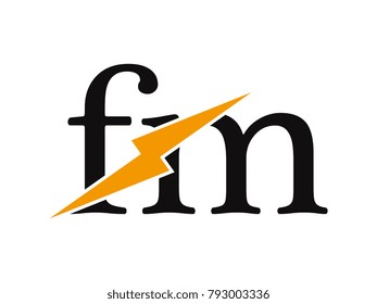 Initial letter logo fm lowercase thunder vector design