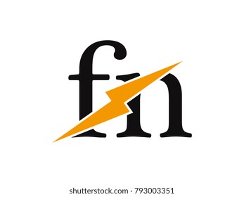 Initial letter logo fn lowercase thunder vector design