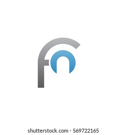 initial letter logo fn, n inside f rounded lowercase blue gray