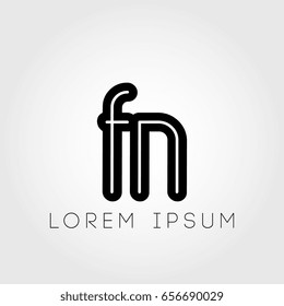 initial letter logo fn outline lowercase black logotype
