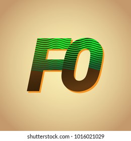 initial letter logo FO colored green and brown with striped composition, Vector logo design template elements for your business or company identity
