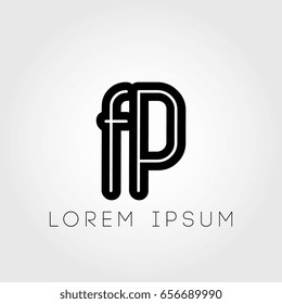 initial letter logo fp outline lowercase black logotype