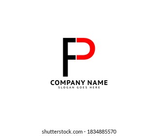 Diseño de vectores de plantillas FP con logotipo de carta inicial