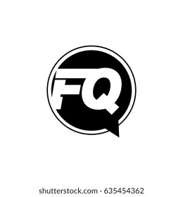 Initial letter logo fq inside speech bubble black