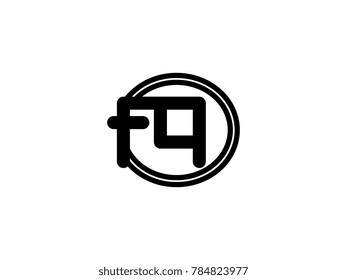 Initial letter logo fq lowercase in a black oval circle