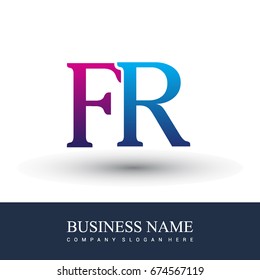 initial letter logo FR colored red and blue, Vector logo design template elements for your business or company identity