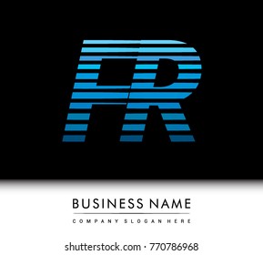 initial letter logo FR colored blue with striped compotition, Vector logo design template elements for your business or company identity
