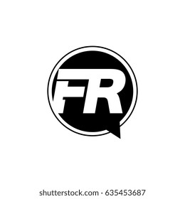 Initial letter logo fr inside speech bubble black