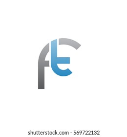 initial letter logo ft, t inside f rounded lowercase blue gray