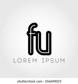 initial letter logo fu outline lowercase black logotype