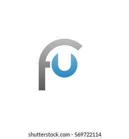 initial letter logo fu, u inside f rounded lowercase blue gray