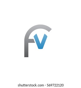 initial letter logo fv, v inside f rounded lowercase blue gray