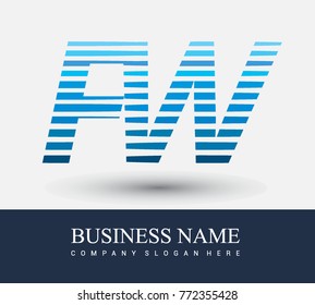 initial letter logo FW colored blue with striped compotition, Vector logo design template elements for your business or company identity
