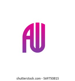 initial letter logo fw rounded lowercase purple pink